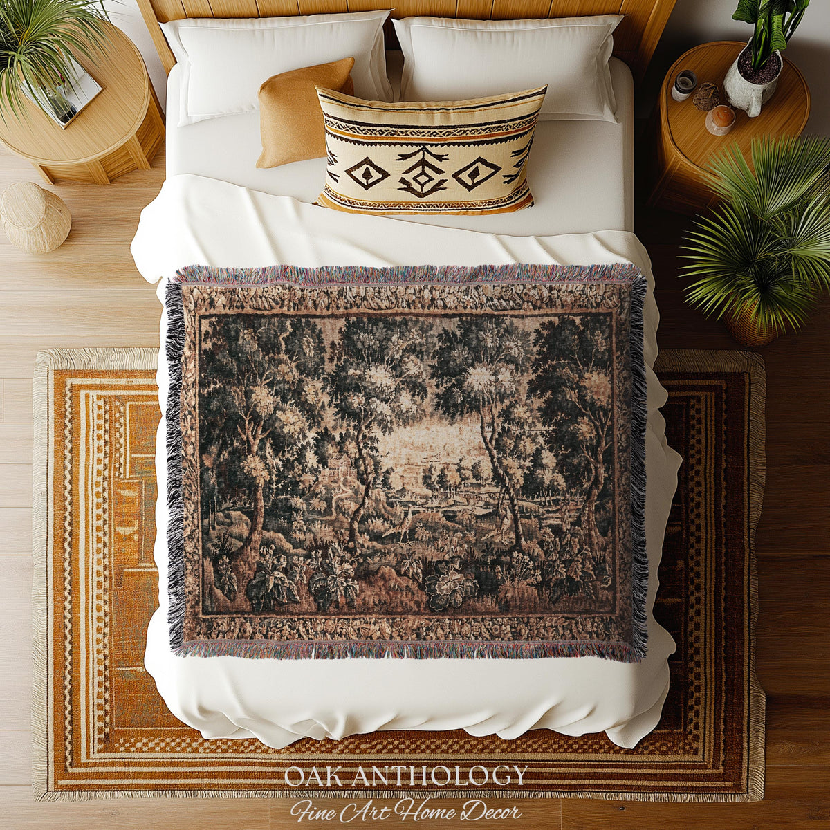 Countryside Classic Elegance Flemish Verdure Tapestry Woven Exotic Birds Wall Art | 18th Century Botanical Landscape Acanthus Woodland Decor