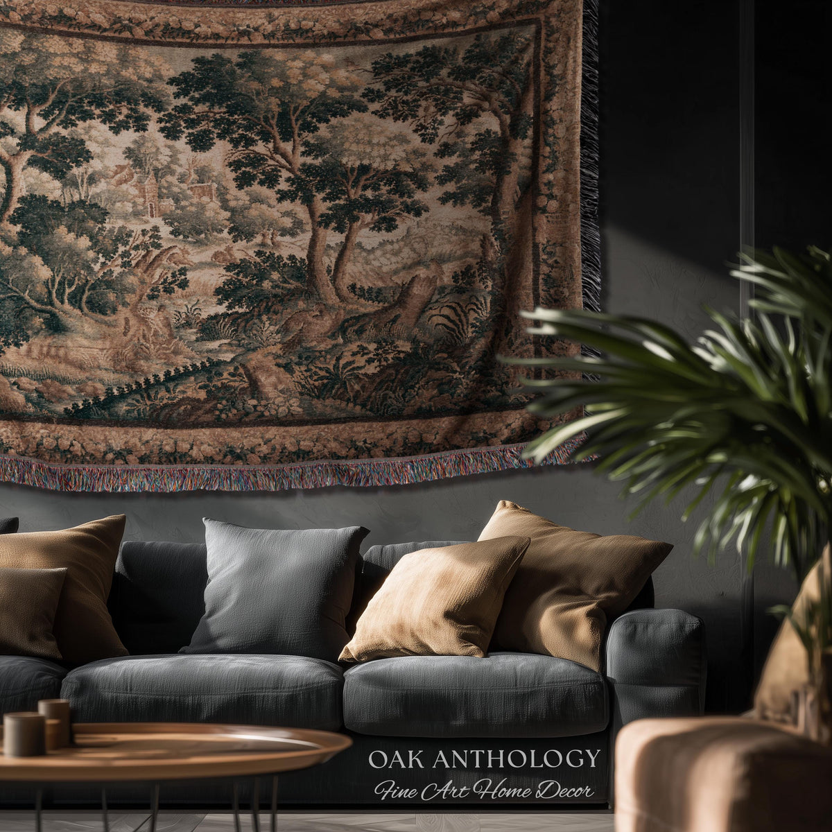Classical Woodland Verdure Woven Wildlife Countryside Tapestry Wall Art | 17th Century Historical European Landscape Antique Textile Decor