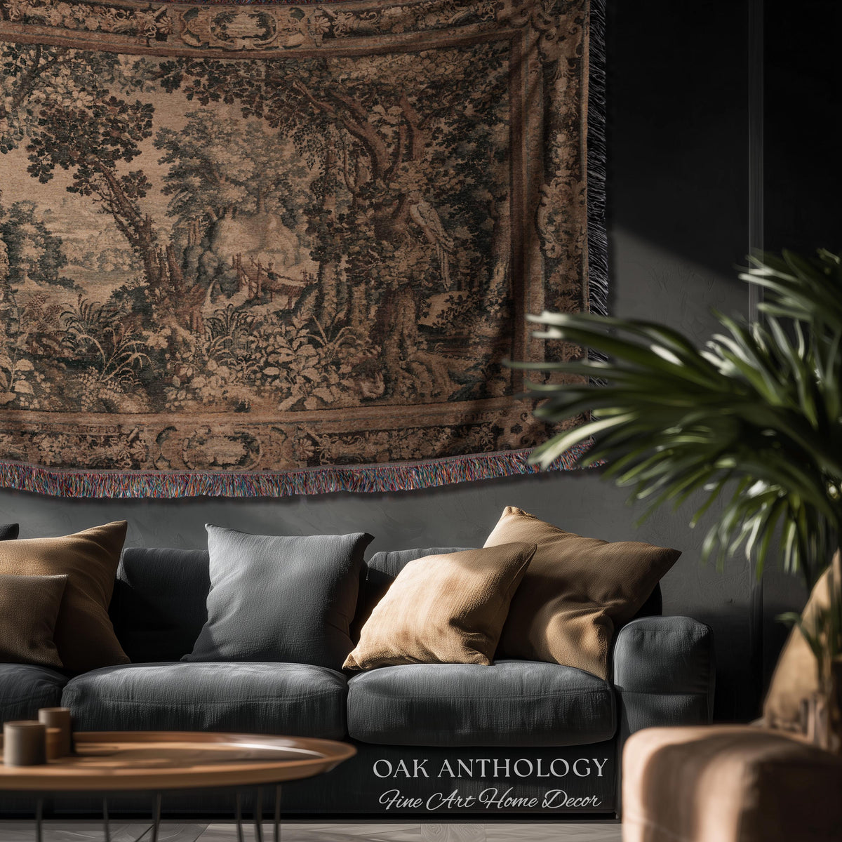 Scenic Woodland Verdure Pastoral Wall Tapestry | Old World Classics 17th Century European Forest Woven Jacquard Throw Blanket Wall Hanging
