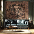 Woodland Waterscape Old World Traditional Tapestry Throw | Moody Antique Lake Scene Golden Verdure Rustic Elegance Woven Wall Hanging Art