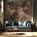 Romantic Old World Flemish Verdure Lush Forest Path Art Tapestry | Pastoral Woodland Wildlife Landscape Woven Wall Art Nature Scene Blanket