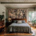 Ornamental Birds European Marsh Landscape Tapestry | Old World French Country Aubusson Woodland Woven Throw Traditional Verdure Textile Art