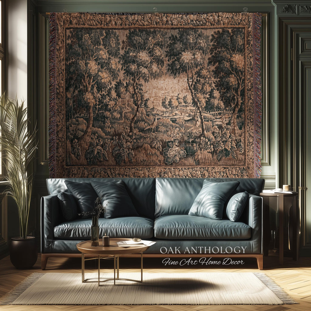 Countryside Classic Elegance Flemish Verdure Tapestry Woven Exotic Birds Wall Art | 18th Century Botanical Landscape Acanthus Woodland Decor