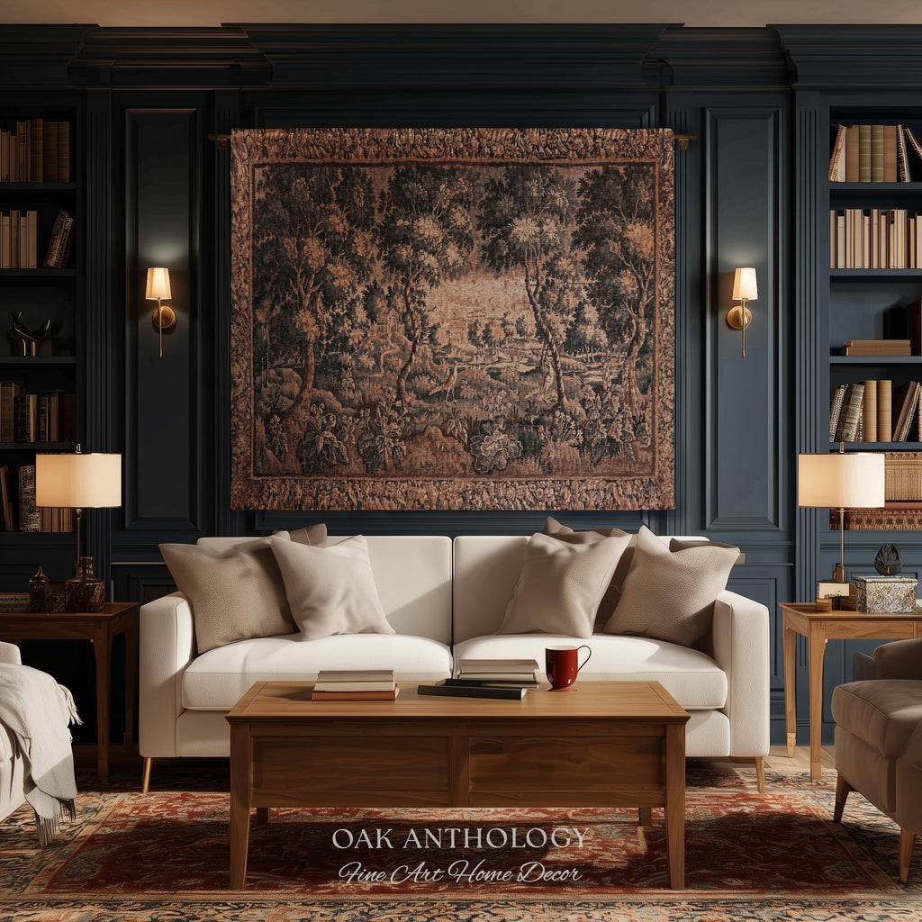Countryside Classic Elegance Flemish Verdure Tapestry Woven Exotic Birds Wall Art | 18th Century Botanical Landscape Acanthus Woodland Decor
