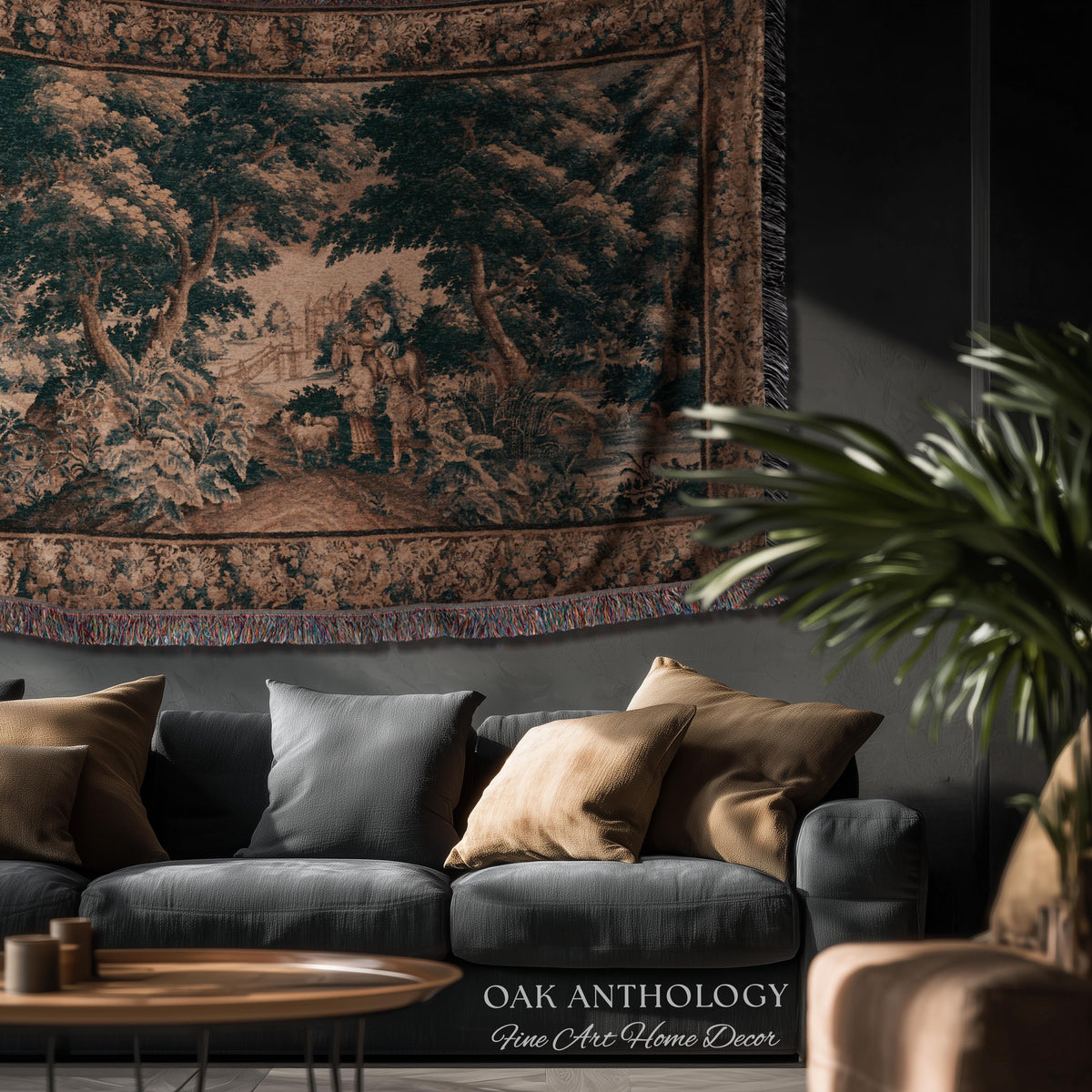 17th Century Flemish Pastoral Tapestry Classic Countryside Wall Hanging | Old World Castle Landscape Art Rural Scenery Woven Throw Blanket