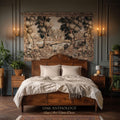 Old World Chantilly Château Tapestry French Riverside Landscape Woven Throw | Historical Countryside Woodland Village Scene Textile Wall Art