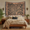 Flemish Tree of Life Woven Tapestry Blanket Large Leaf Verdure Medieval Renaissance Art Styling, Old World Garden Jacquard Throw Woven Decor
