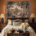 Classical Columns Garden Ruins Landscape Tapestry Woven Wall Hanging | Neoclassical Estate Vista Architectural Botanical Nature Textile Art