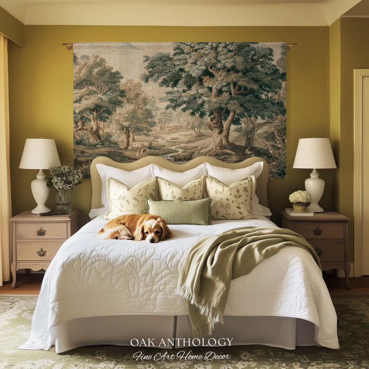 Charming Woodland Stream Scene Woven Tapestry Verdure Wall Art | Traditional Old World Charm Decor Forest Interior Jacquard Throw Blanket