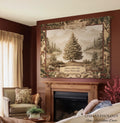 Rustic River Spruce Family Tree Woven Tapestry Custom Names | Woodland Heritage Throw Blanket Personalized Ancestral Heartfelt Keepsake Gift
