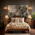 Soft Misty Moody Woodland Trees Woven Tapestry Above Bed Art | Muted Forest Landscape Serene Neutral Timeless Old World Classical Wall Decor