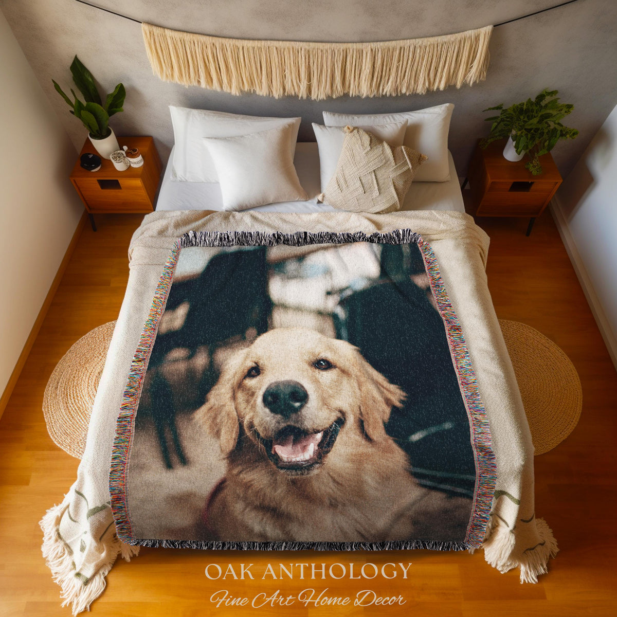 Custom Woven Tapestry Throw Blanket Sentimental Keepsake Wall Art | Personalized Special Memory Heirloom Style Nostalgic Home Decor Gift