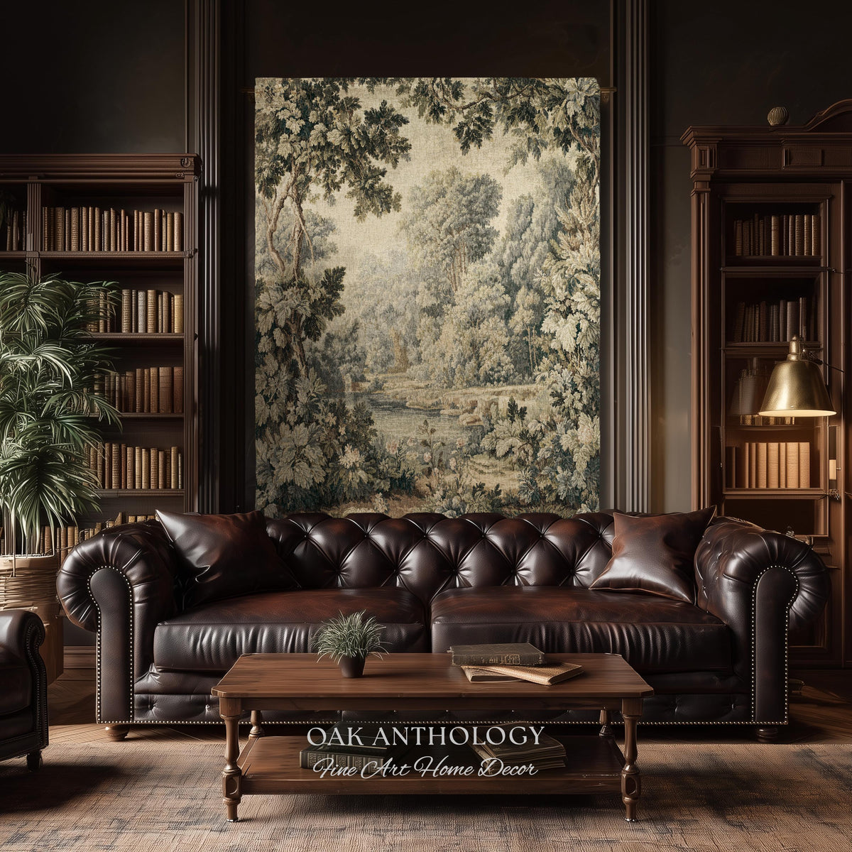 Elegant Rustic Art French Country Style Countryside Tapestry Woven Wall Hanging, Peaceful Nature Romantic Classical Charm Scenic River Decor