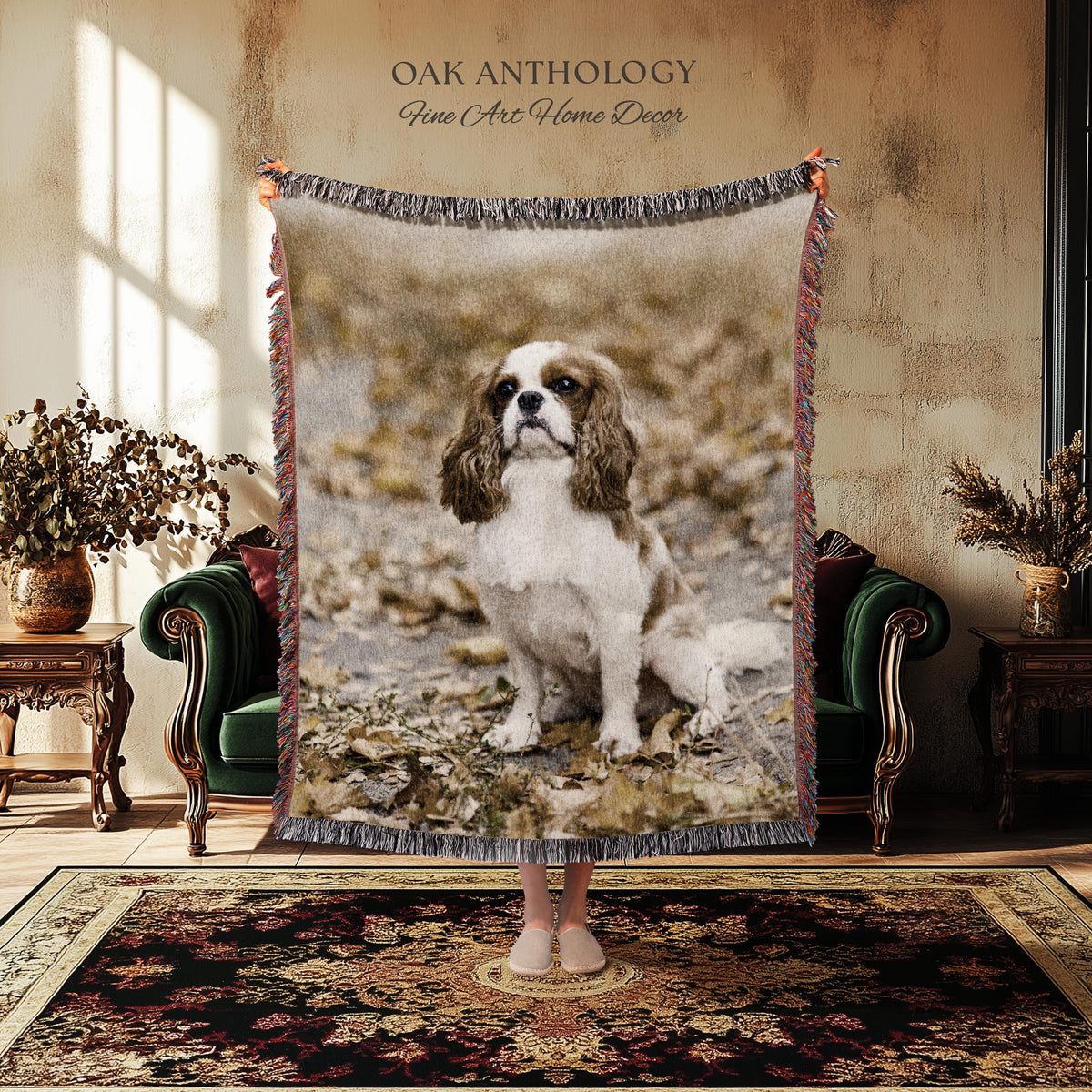 Custom Woven Tapestry Throw Blanket Sentimental Keepsake Wall Art | Personalized Special Memory Heirloom Style Nostalgic Home Decor Gift