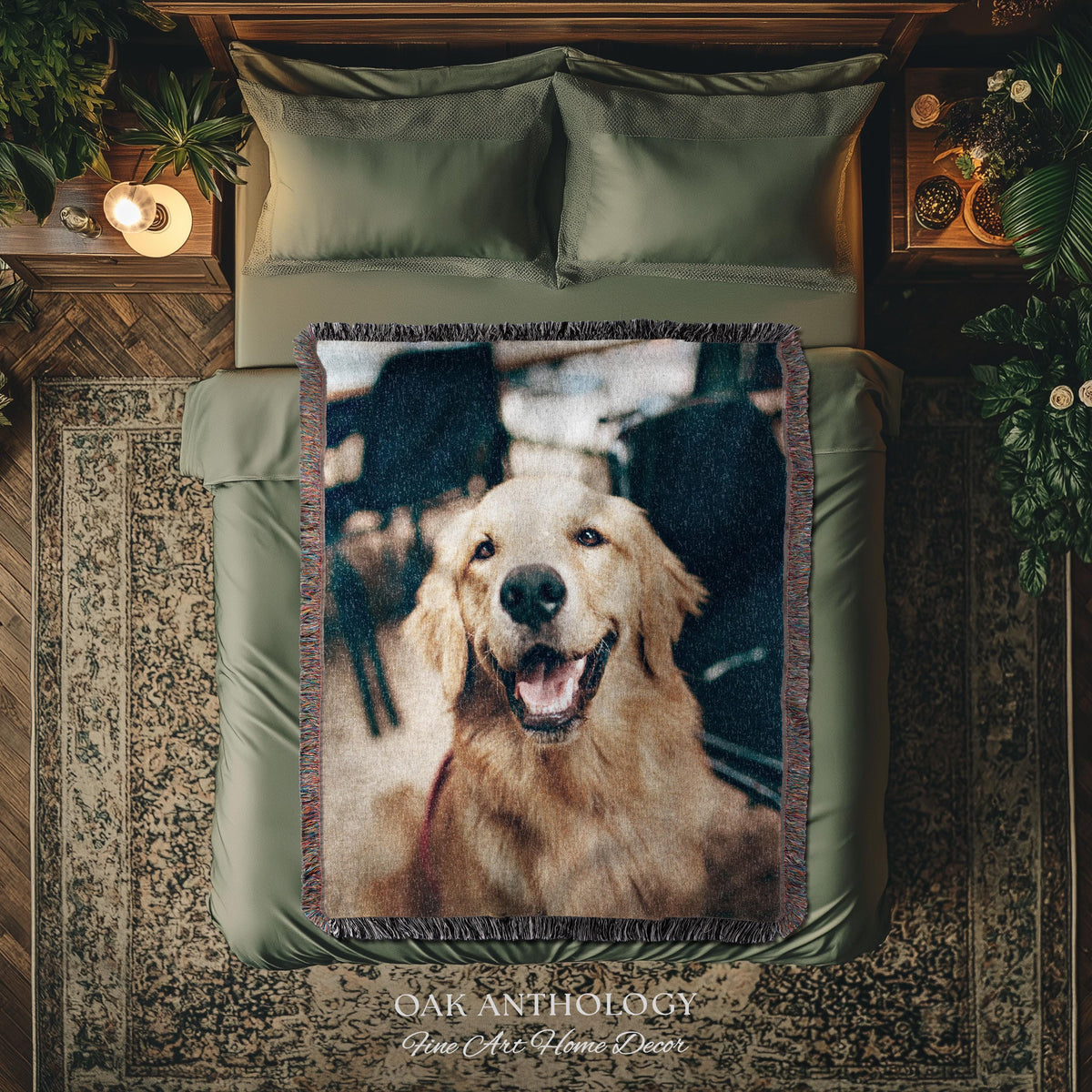 Custom Woven Tapestry Throw Blanket Sentimental Keepsake Wall Art | Personalized Special Memory Heirloom Style Nostalgic Home Decor Gift