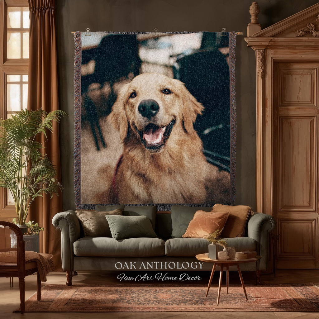 Custom Woven Tapestry Throw Blanket Sentimental Keepsake Wall Art | Personalized Special Memory Heirloom Style Nostalgic Home Decor Gift