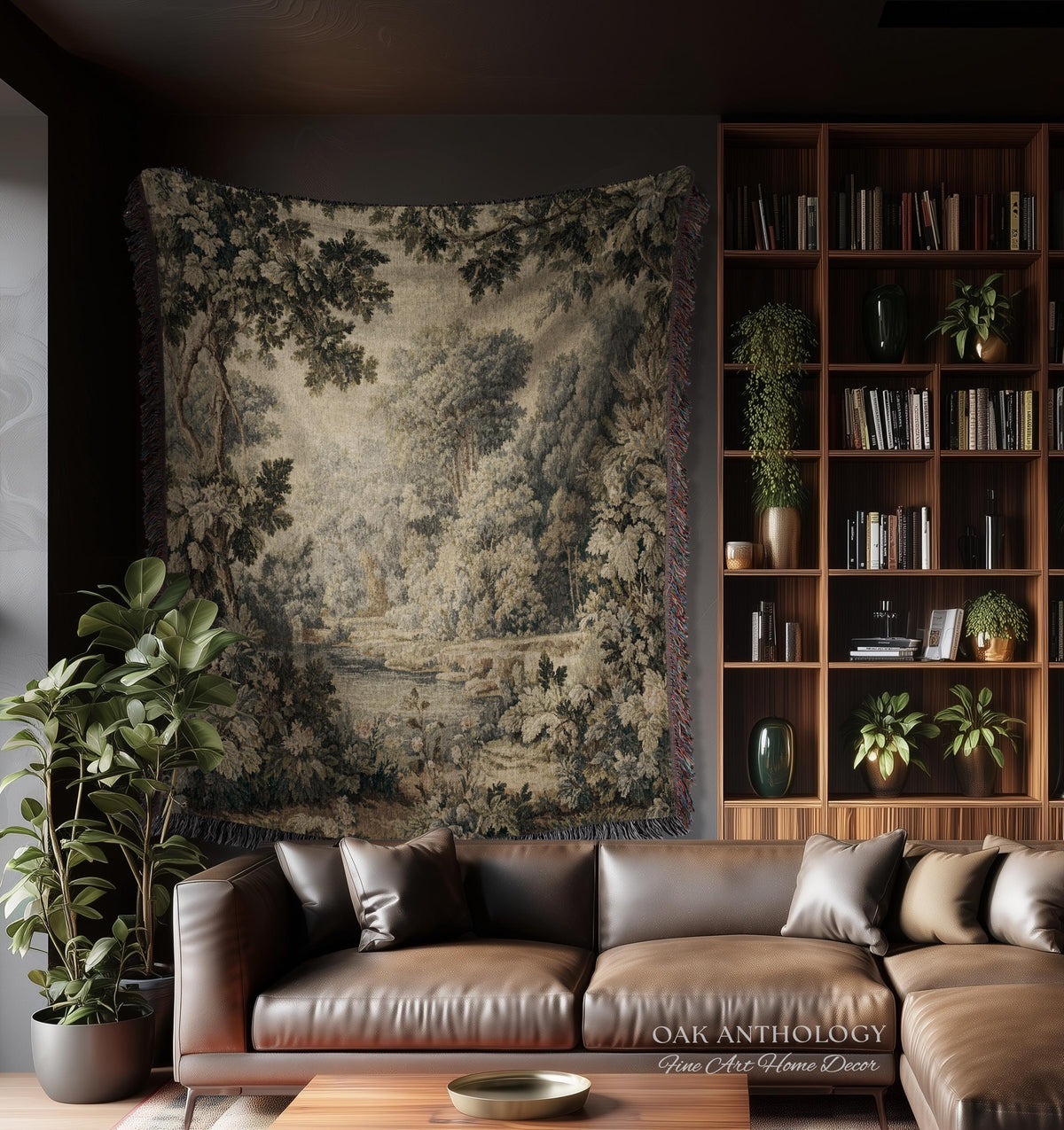 Elegant Rustic Art French Country Style Countryside Tapestry Woven Wall Hanging, Peaceful Nature Romantic Classical Charm Scenic River Decor