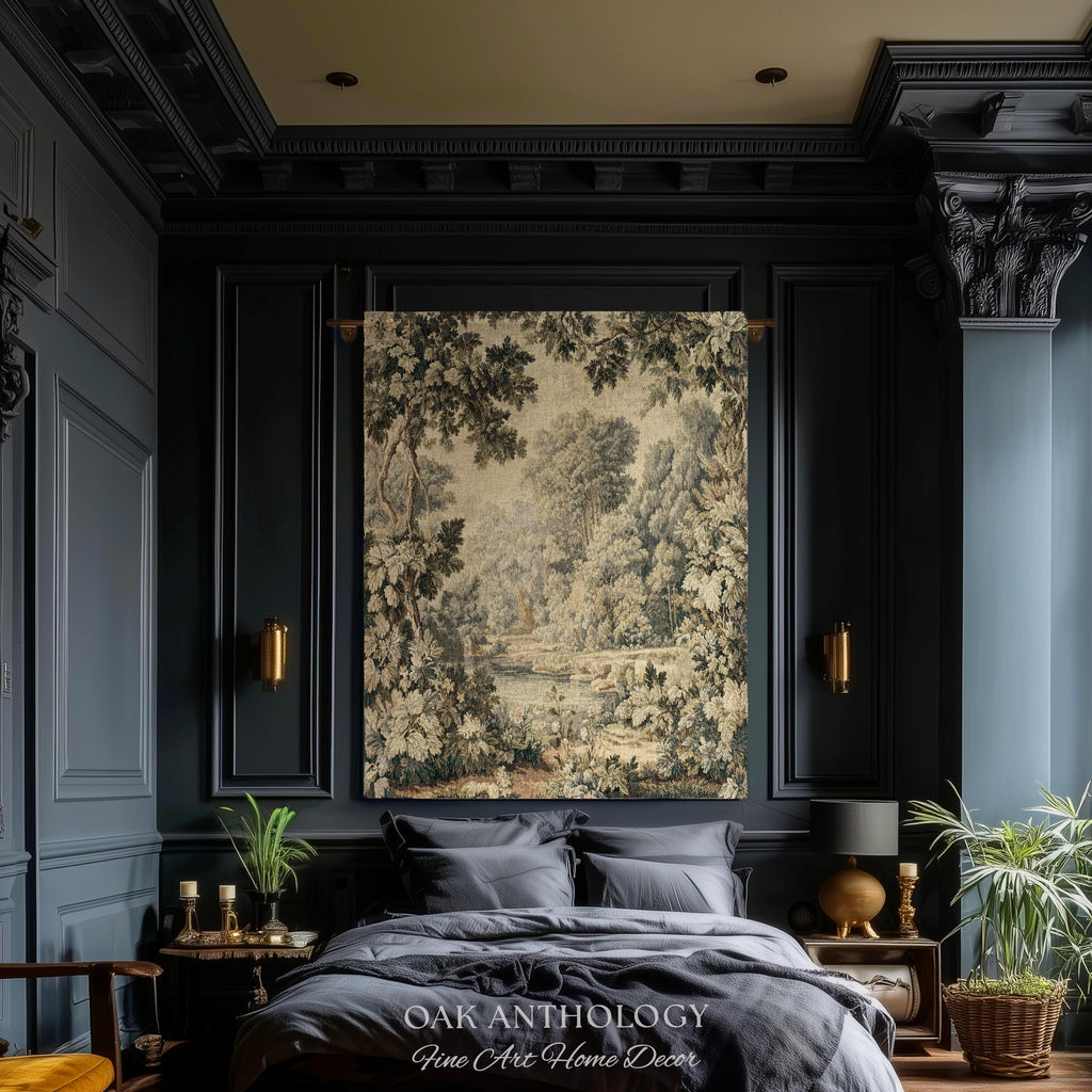 Elegant Rustic Art French Country Style Countryside Tapestry Woven Wall Hanging, Peaceful Nature Romantic Classical Charm Scenic River Decor