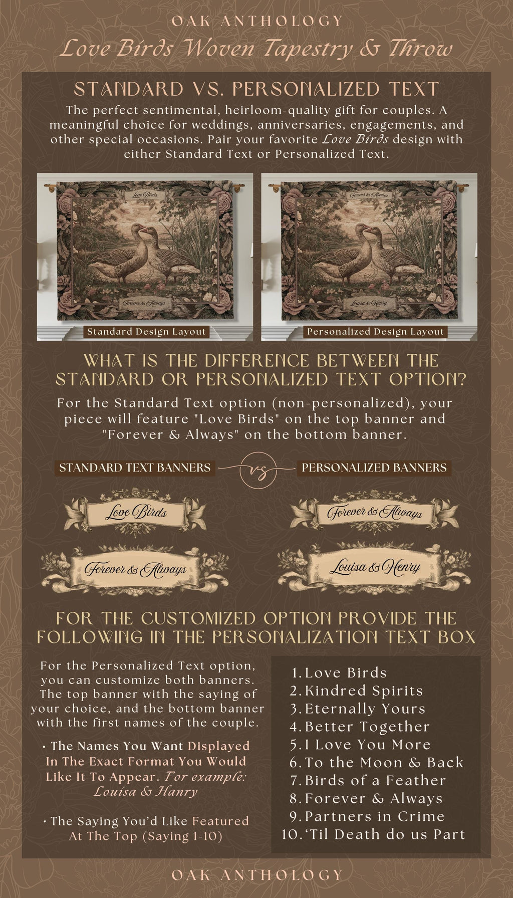 Traditional Romantic Vintage Goose Art Tapestry Throw Blanket Wall Hanging | Timeless Mr and Mrs Decor Wedding Anniversary Love Story Gift